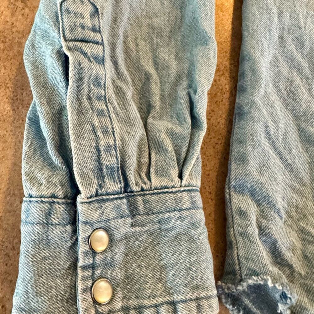 Vintage Wrangler Classic Denim Pearl Snap Shirt, Youth Large Western, Retro - Picture 7 of 9